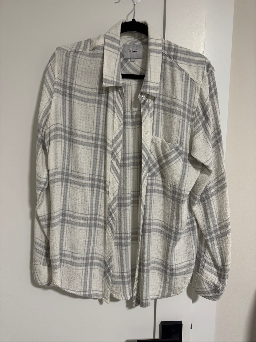 Rails Brady white and Light Gray Plaid Button-Down Shirt